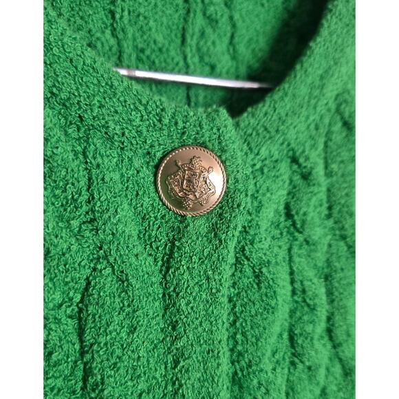 J Crew Odette Cable Knit Sweater Lady Jacket Sz Medium Cotton Blend Kelly Green - Picture 6 of 14